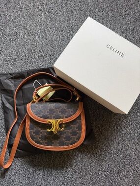 Celine Triomphe Mini Shoulder Bag with Gold Hardware